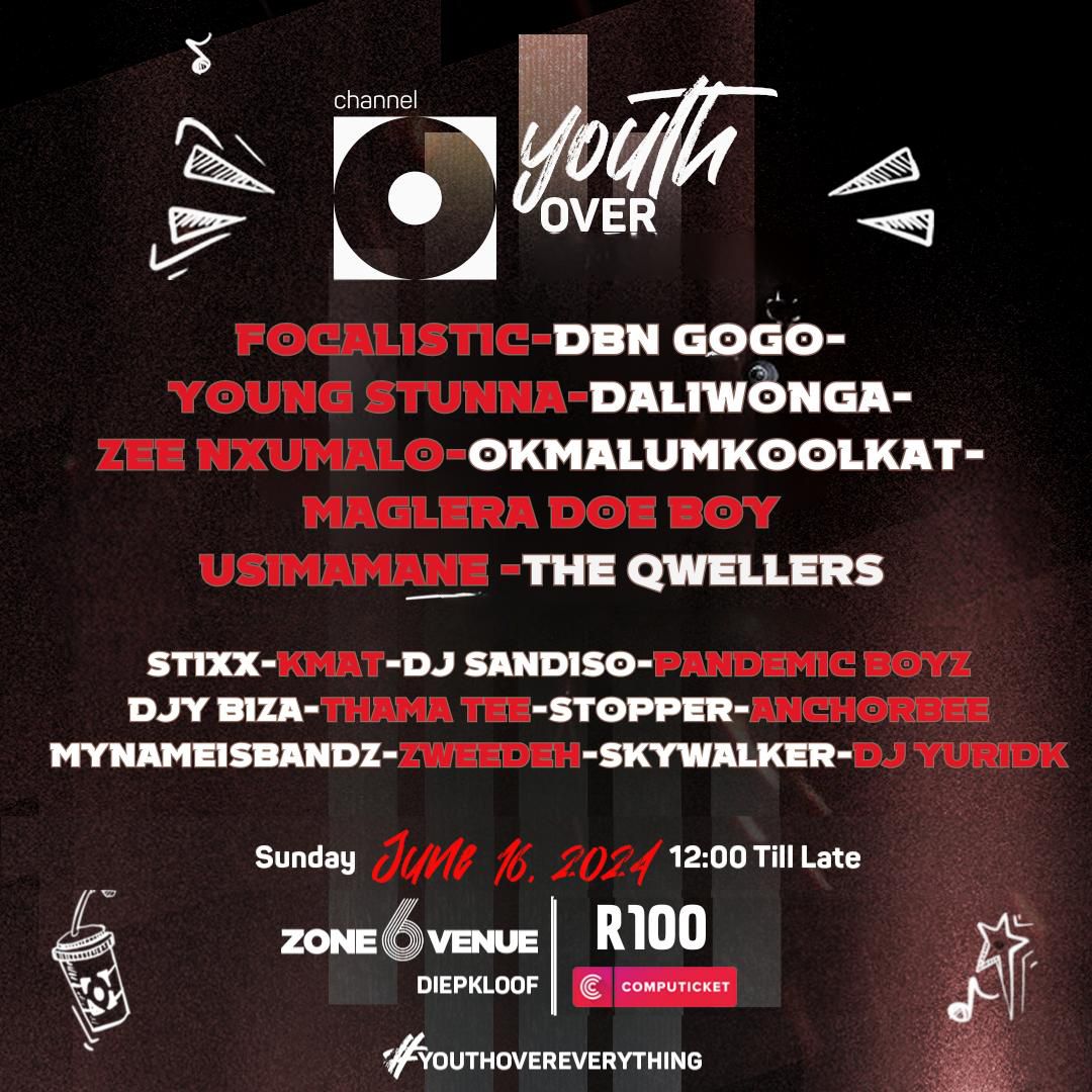MphoSekat's tweet photo. It's music over everything this weekend in @Zone6Venue πππ
Join us for an epic day of good music and celebration πΎ #ChannelOYOE #YouthOverEverything
Tickets start from R100 https://t.co/JGuU1YOrRJ https://t.co/wuykP08hqF