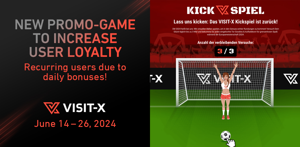 vxcash's tweet photo. Ein Volltreffer für Deine Kampagne! ⚽️
Vom 14. - 26.6. mit dem großen Kickspiel auf VISIT-X Neukunden generieren und Bestandskunden animieren. Nutze Deine Chance!

Mehr Infos👉 https://t.co/Uk009wfuPh

#vxcash #visitx #gamification #affiliate #AffiliateMarketing #affiliateprogram https://t.co/WMIZ34WmRu