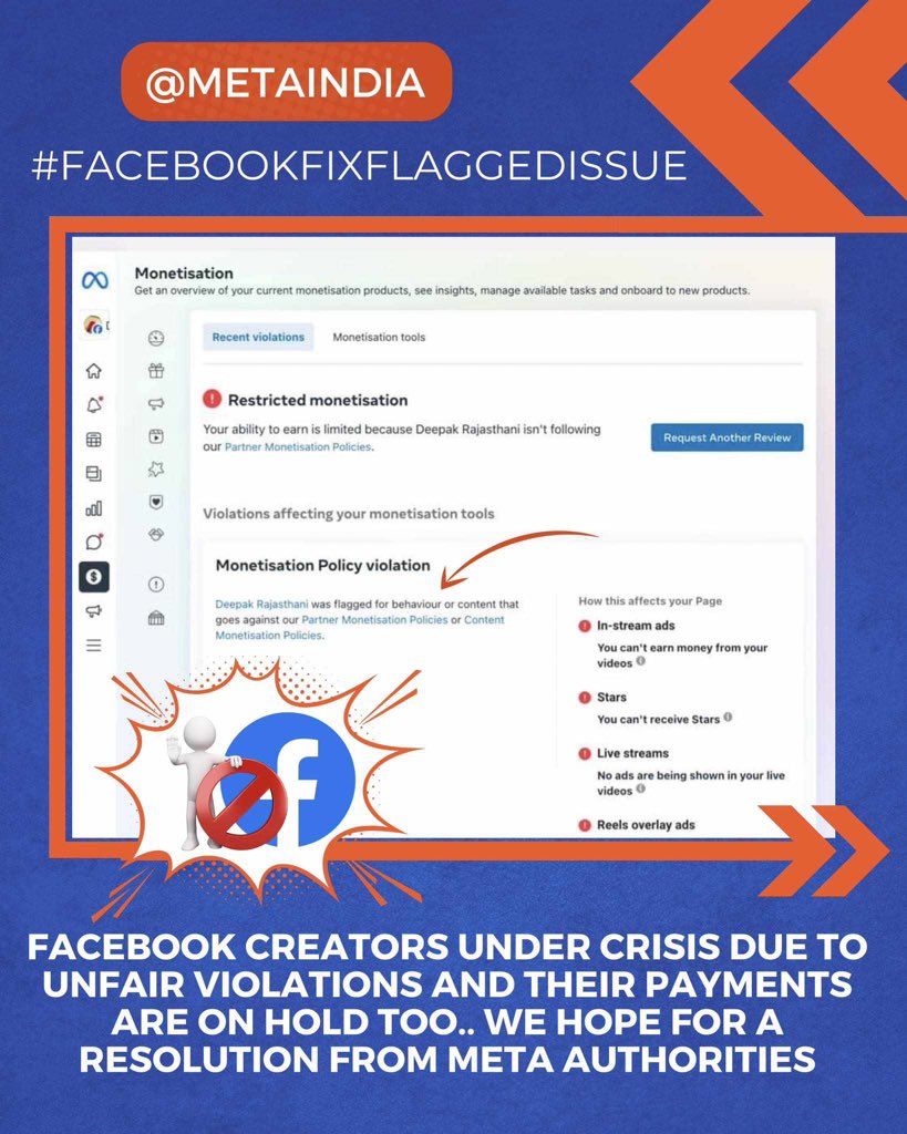 Karan1210589's tweet photo. Struggling with Facebook payments? We've been in the same boat, tirelessly working for years, only to face payment holdsfor the past six months. It's frustrating,to say the least.#FacebookFixFlaggedIssue #FacebookFixFlaggedIssue @Facebook,@MetaIndia, @Meta, @elonmusk https://t.co/7pdYFN1ib1