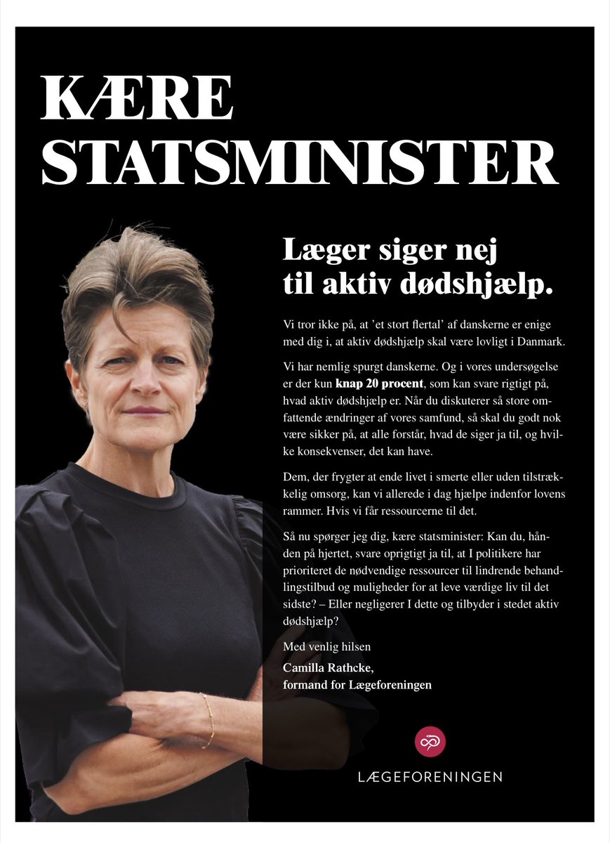 I dag spørger jeg statsministeren: Kan du, svare oprigtigt ja til, at I har prioriteret nødvendige ressourcer til lindrende behandlingstilbud og muligheder for at leve værdige liv til det sidste? – eller negligerer I det og tilbyder i stedet #aktivdødshjælp? #sundpol #dkpol #fmdk
