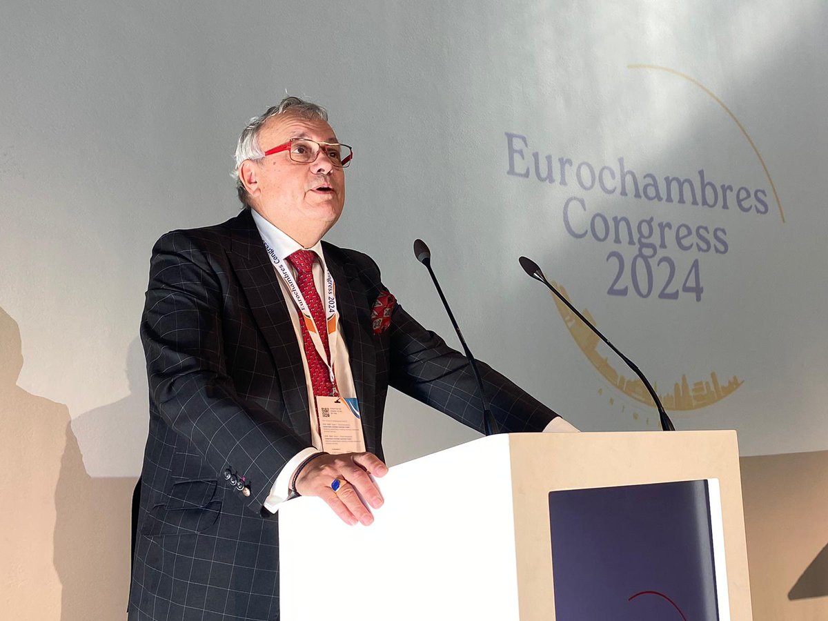 Eurochambres (@eurochambres) on Twitter photo Eurochambres President <a href="/VladimirDlouhy/">Vladimír Dlouhý</a> has officially opened #EurochambresCongress2024, welcoming the 200 attendees and emphasizing the need for "a globally competitive Europe." Eurochambres President <a href="/VladimirDlouhy/">Vladimír Dlouhý</a> has officially opened #EurochambresCongress2024, welcoming the 200 attendees and emphasizing the need for "a globally competitive Europe."