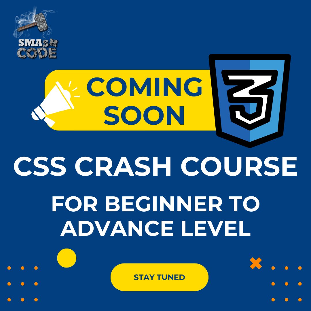 Smashcodedev's tweet image. 🚀📚 Smash Code's CSS Crash Course: Beginner to Advanced! Master styling with hands-on lessons, tips, and tricks. Coming soon! 🎨✨
#smashcode #smashcodedev #letsconnect #css #csscourse #course #onlinecsscourse #onlinelearning #crashcourse