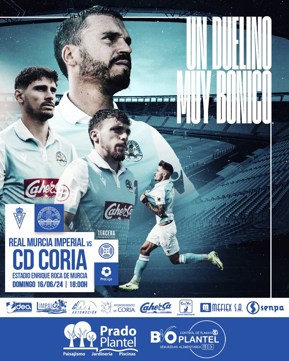 🩵 ¡UN DUELINO MUY BONICO!

⚽ Real Murcia Imperial 🆚 <a href="/CDCORIA/">Club Deportivo Coria</a> 
🗓 Domingo 16/06/2024
🕛 18:00H. 
🏟 Estadio Enrique Roca de Murcia.
🟢 Final Nacional Play Off de Ascenso a 2ª RFEF

📲 #VuestroApoyoNuestraFuerza #RealMurciaImperialCDCoria