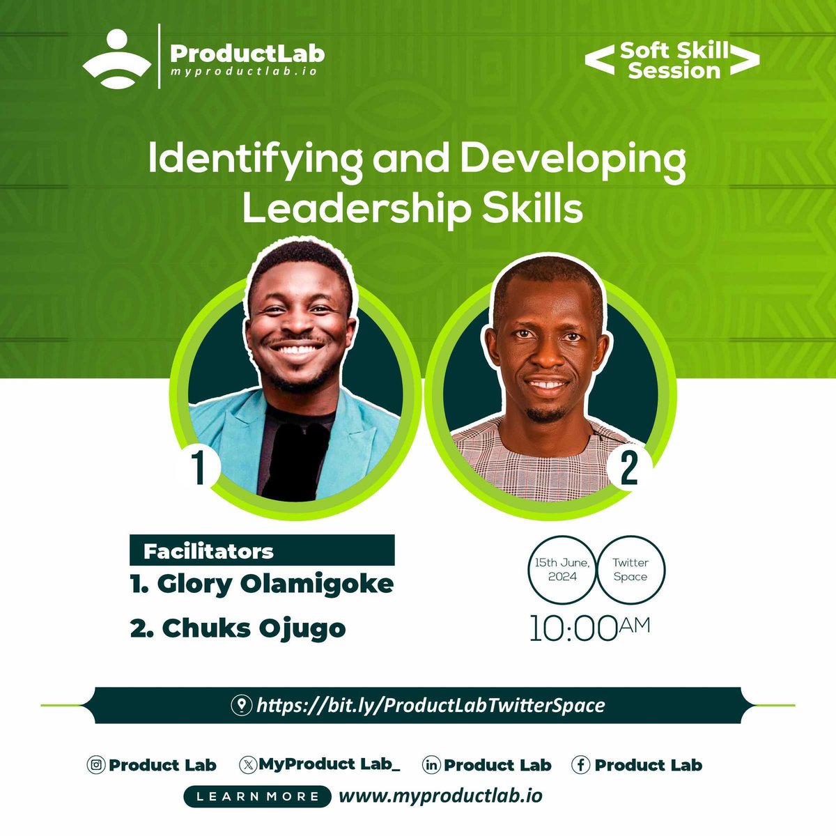 MyProductLab_'s tweet photo. Officially our 3rd Soft Skill Session on #PLF!
Join us for an insightful session on "Identifying and Developing Leadership Skills" with mentor Chukwufumnanya Ojugo and mentor Glory Olamigoke!
#ProductLab #mentorship #Fellowship #softskill https://t.co/LMEpwgYUEc