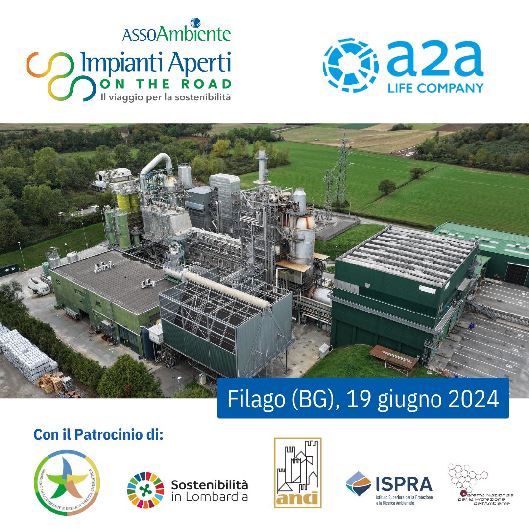 assoambiente's tweet photo. #ImpiantiApertiOnTheRoad #QuartaTappa
Il viaggio per la sostenibilità di ASSOAMBIENTE tra gli impianti di trattamento rifiuti arriva a Filago il 19 giugno per far conoscere a cittadini, istituzioni e addetti ai lavori il termovalorizzatore di a2a che, con una potenza di 100.000 tonnellate di rifiuti all’anno, è il più grande impianto in Italia per la termovalorizzazione energetica di rifiuti speciali industriali.
Per accreditarsi https://t.co/yN1Q9ktmzb