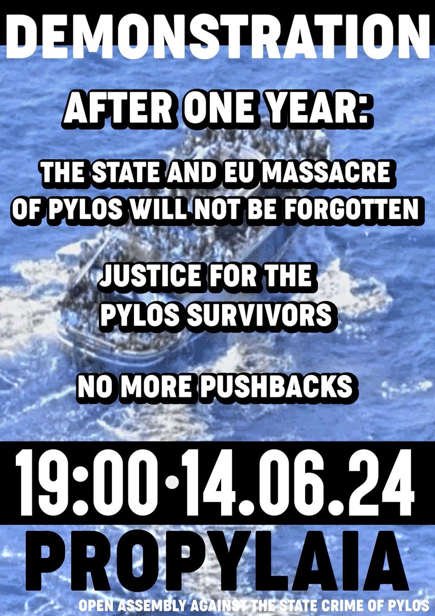 Multilingual posters being put in the streets of Athens.
Friday 14 June 2024 at 7pm, Propilea (Panepistimio metro station).
Tomorrow, everyone to the streets. 
#antireport #Pylos