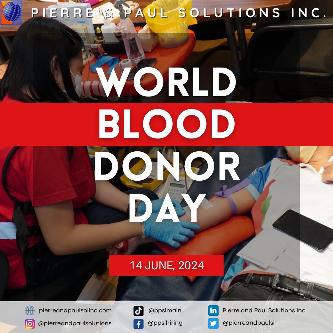 pierreandpaulsi's tweet photo. World Blood Donor Day, celebrated globally on June 14, aims to raise awareness about the significance of blood donation and to acknowledge the lifesaving contributions of voluntary, unpaid blood donors.

#PPSI
#WorldBloodDonorDay2024 https://t.co/rwpVsEGK0F