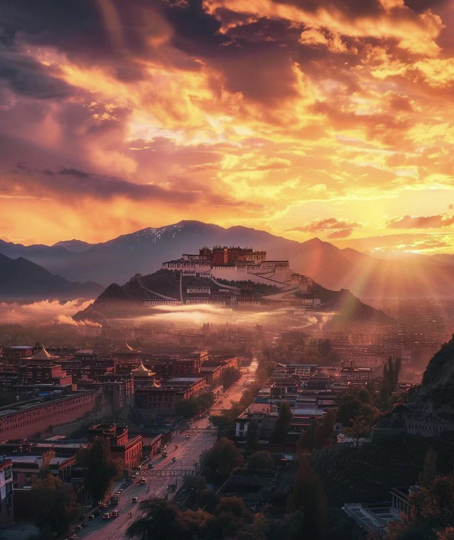 Potala Palace at sunset, the miracle of Tibet