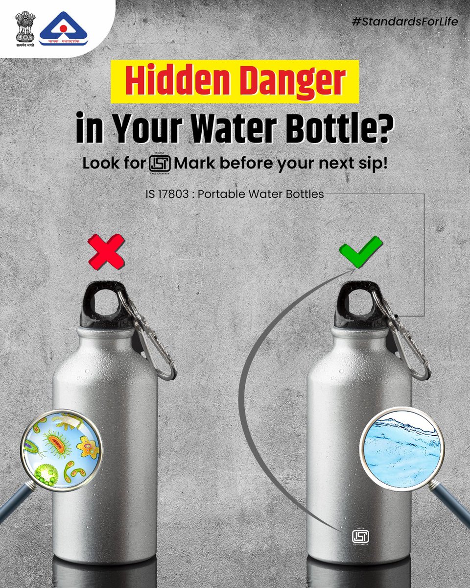 IndianStandards's tweet photo. The ISI mark signifies a safe and good-quality bottle.
Don’t forget to verify the #ISIMark in the #BIS Care App.
Download the #BISCareApp: https://t.co/HCoGDfH9cd
#StandardsForLife https://t.co/2S3vygiVpB