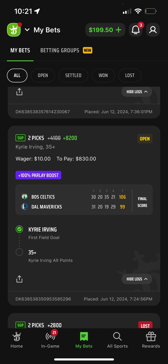 AlmightyEB's tweet photo. Thanks for the early birthday gift @DKSportsbook 🙈 https://t.co/A5cmsDqVsR