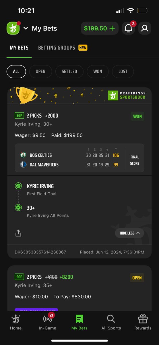 AlmightyEB's tweet photo. Thanks for the early birthday gift @DKSportsbook 🙈 https://t.co/A5cmsDqVsR