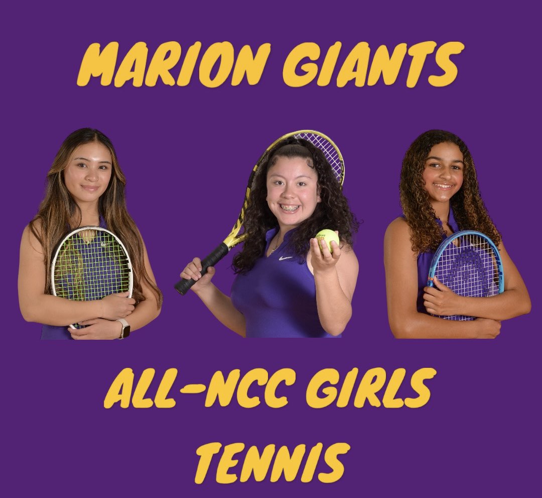 giantssports's tweet photo. 🎾Congratulations to Marion Lady Giants Shaeli Castaneda (1st Team), Graciella Solis (1st Team) & Abby Ndow (2nd Team) for being selected ALL-NCC in Girls Tennis.
#MarionGiants #allncc #tennis #GFND https://t.co/R3IvfTcW4V
