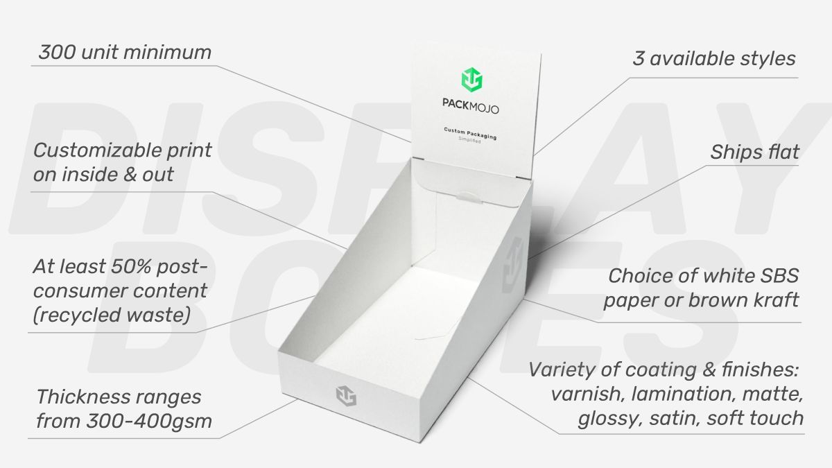 PackMojo's tweet image. Dive Into The Diverse World of Display Boxes 🌟  

Designed to adapt to any environment, these boxes elevate your products to center stage in any space. Let your products shine with our eye-catching display boxes! 📦  buff.ly/3HMyXUx 

#displayboxes #displaypackaging