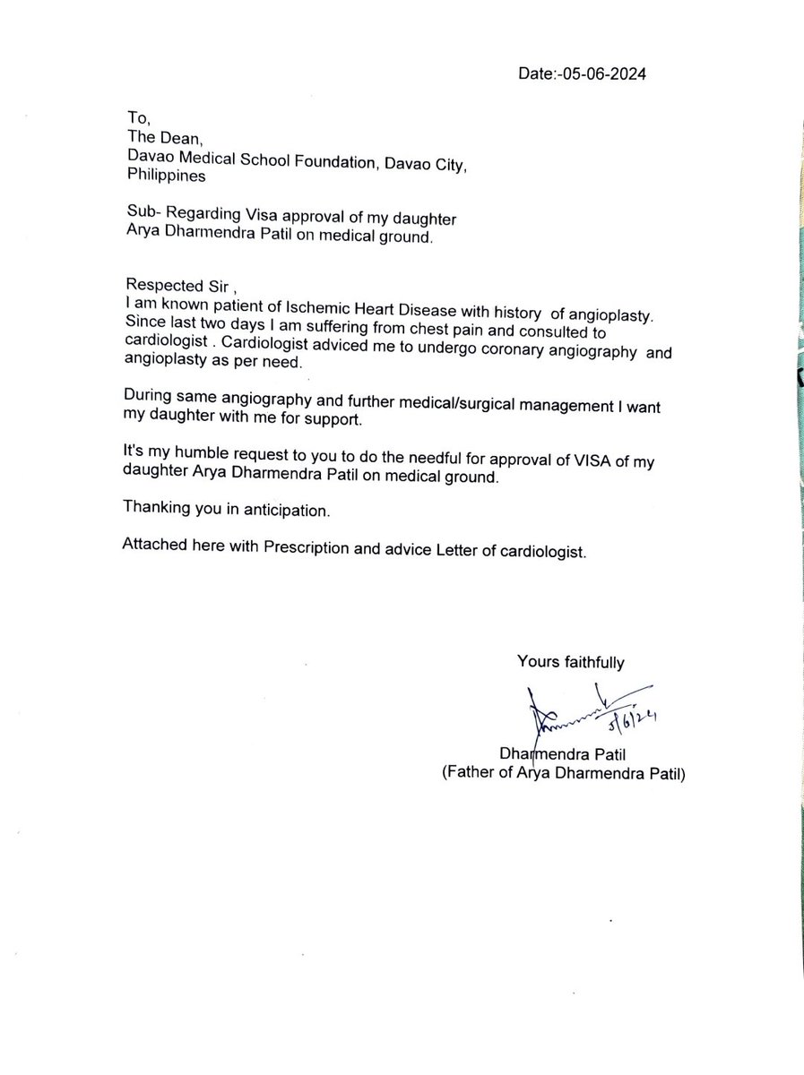deoram_dr's tweet photo. @DrSJaishankar Respected sir, my daughter (Arya Dharmendra Patil) is studying at Davao, Philippines..due to my health issues she needs to comeback to India for few days, there's some issue with her Exit Visa approval in Philippines.. Kindly help me..Mob.no. 9423187486 https://t.co/Z0sq5cCbIu