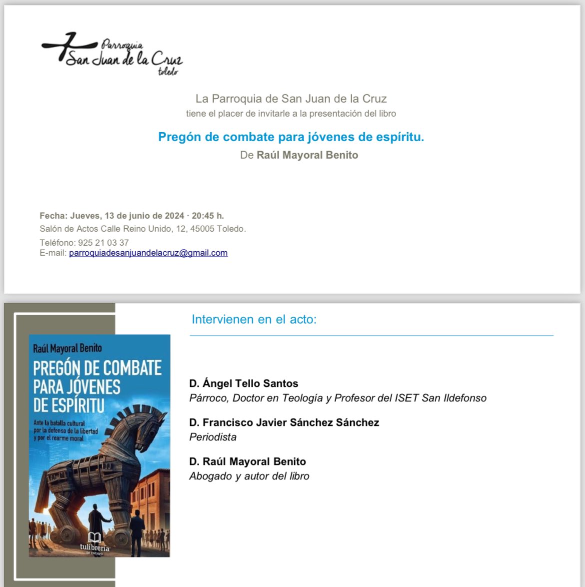 Muy recomendable. Está tarde a las 20:45 en <a href="/SanJuanCruzTo/">Parroquia SJC Toledo</a> <a href="/AcgToledo/">Acción Católica General de Toledo</a> <a href="/architoledo/">Archidiócesis de Toledo</a> <a href="/acdp_es/">ACdP</a> <a href="/USPCEU/">Universidad CEU San Pablo</a> <a href="/lpastoralto/">Librería Pastoral Diocesana de Toledo</a>