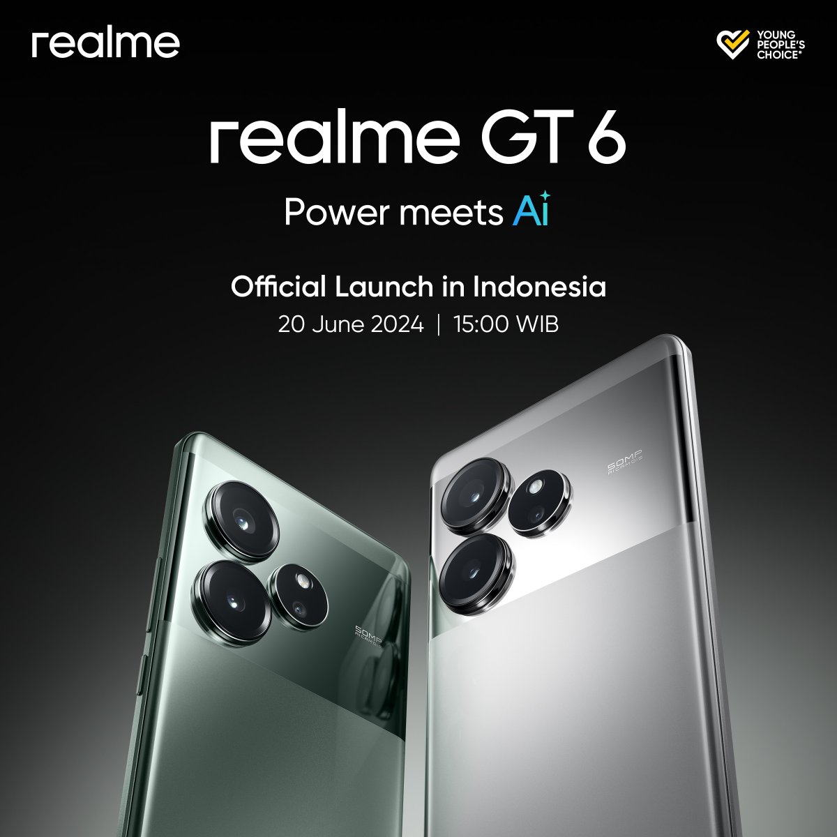 𝙧𝙚𝙖𝙡𝙢𝙚 𝙂𝙏 𝙞𝙨 𝘽𝘼𝘾𝙆!
realme GT 6 𝙖𝙠𝙖𝙣 𝙝𝙖𝙙𝙞𝙧 𝙙𝙞 𝙄𝙣𝙙𝙤𝙣𝙚𝙨𝙞𝙖 pada 20 Juni.

[𝙂𝙄𝙑𝙀𝘼𝙒𝘼𝙔]
- RT &amp; LIKE tweet  ini
- Reply dengan #realmeGTisBACK #realmeGT6 
- Follow <a href="/realmeindonesia/">realme Indonesia</a>
- Menangkan AIoT product GRATIS!