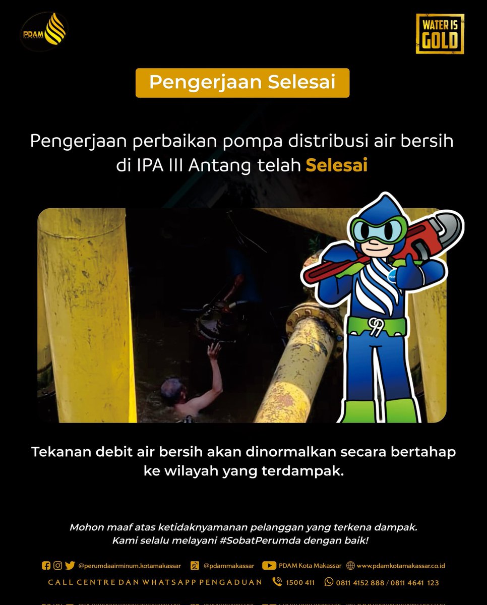 pdammakassar's tweet photo. #pengerjaanselesai
#pdammakassar https://t.co/JUM1XUuLQk