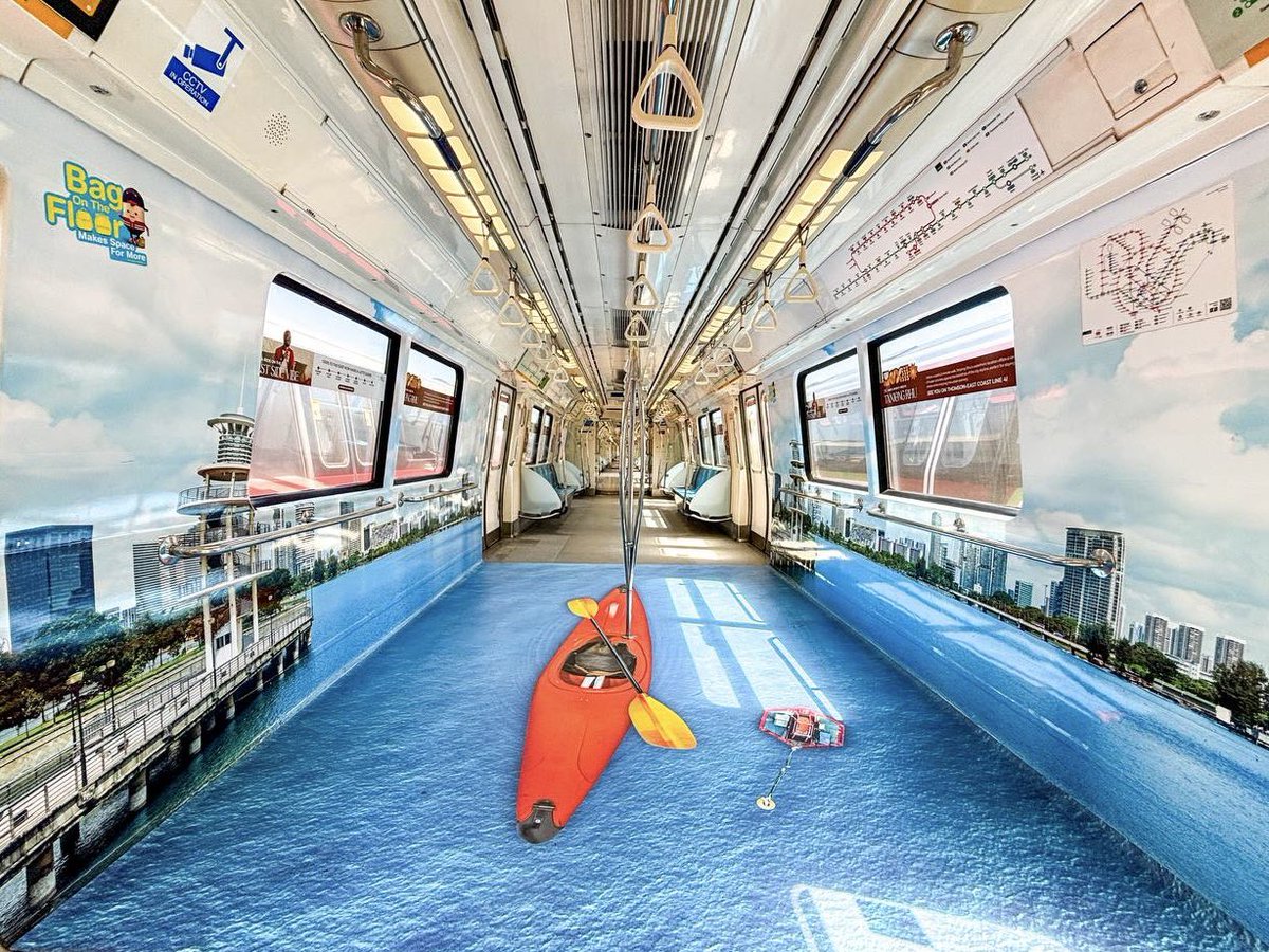 LTAsg's tweet photo. If youβve been on the North-South East-West Line (#NSEWL) trains recently, you mightβve chanced upon our Thomson-East Coast Line 4 (#TEL4) Concept Trains! π Featuring iconic landmarks along the East Coast, enjoy a relaxing ride with the #EastSideVibe ποΈπ
(a thread 1/3) https://t.co/hGR6btwO6S