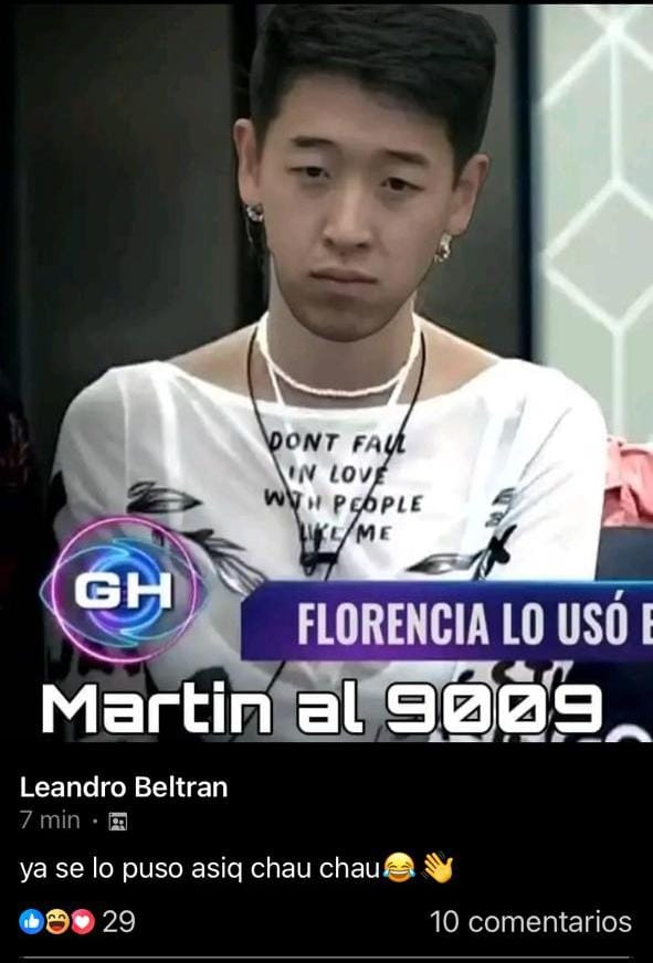 Perdonen twitteros pero en facebook están a otro nivel jajajaja MARTIN AL 9009 #granfuria #GranHermano
