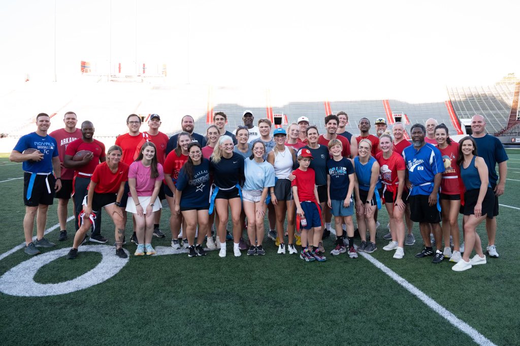 SarahHuckabee's tweet photo. Fun night for Govs office flag football.

@CoachSamPittman I might have a few new recruits for you! #blueteamwon https://t.co/Osp9c4hlKv