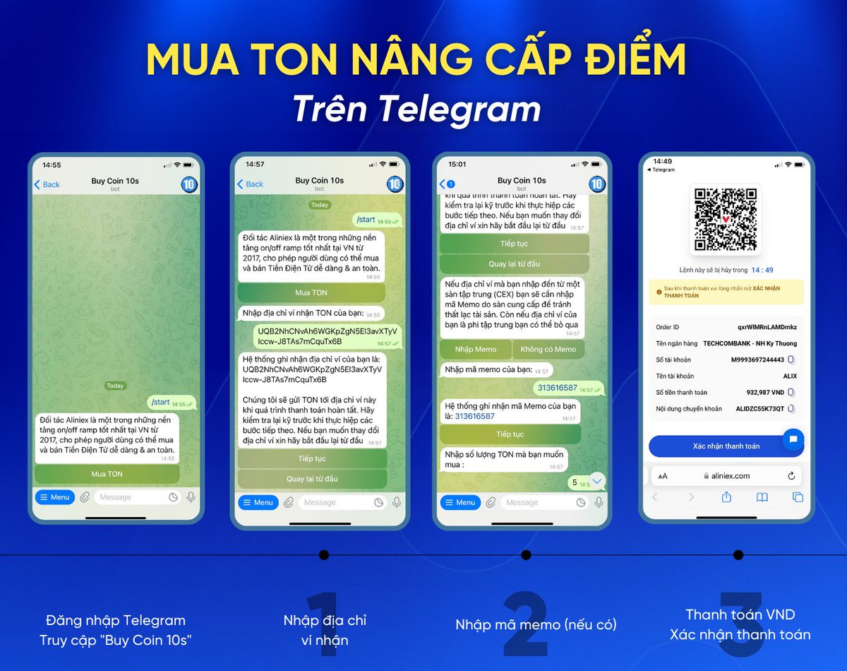 Aliniex's tweet photo. Mua TON Cày Game Ngay Trên Telegram ( Không Cần Xác Minh, 10s Hoàn Thành)

🔹 Nếu như bạn chỉ muốn mua TON với số lượng ít nhằm phục vụ cày các nhiệm vụ Game trên Telegram như #QUACKQUACK #HamsterKombat #Tapswap #YesCoin #GameCatizen,..... thì Bot dưới đây sẽ là lựa chọn phù hợp nhất cho bạn.

🔻 Nhanh chóng - An toàn - Dễ dàng tại: https://t.co/P7K87Dahb3