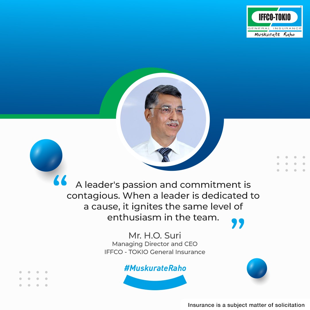 A leader's passion and commitment is contagious. When a leader is dedicated to a cause, it ignites the same level of enthusiasm in the team. #ThoughtLeadership #MuskurateRaho #IFFCOTOKIO <a href="/hosuri54/">H. O. Suri</a>
