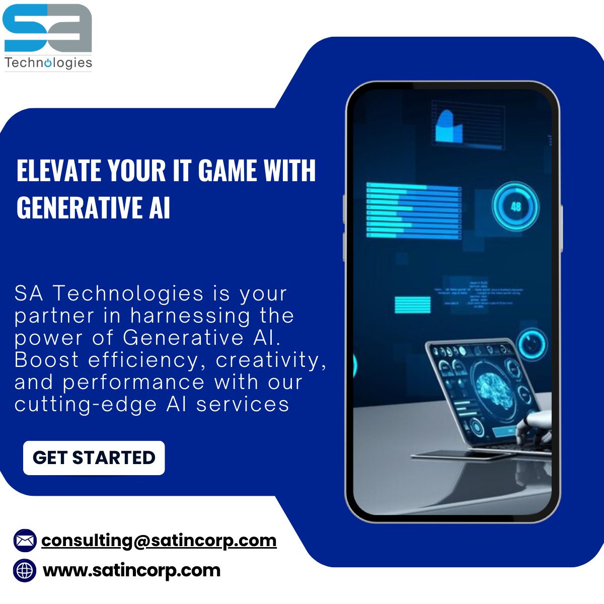 SatechGlobal's tweet image. SAT is your partner in harnessing the power of Generative AI. Boost efficiency, creativity, and performance with our cutting-edge AI services.

Join us and innovate  - consulting@satincorp.com 
Visit - satincorp.com 
 
#GenerativeAI #ITSolutions #SATechnologies