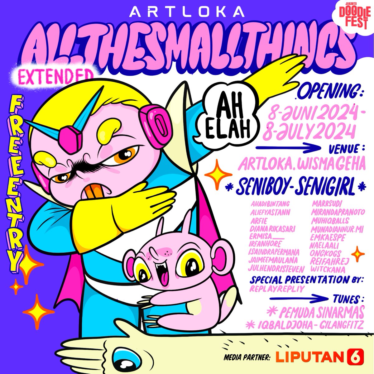 liputan6dotcom's tweet photo. Seniboys and senigirls, jangan lewatkan #AllTheSmallThingsExt!
#AllTheSmallThings balik lagi sebagai bagian dari Rangkaian acara #JakartaDoodleFest 2024! Acara berlangsung 8 Juni-8 Juli 2024 di Artloka, Wisma Geha, Jakarta Barat &amp; GRATIS. Jangan sampai nggak dateng! #jdf2024 https://t.co/kYqgUzpyCe
