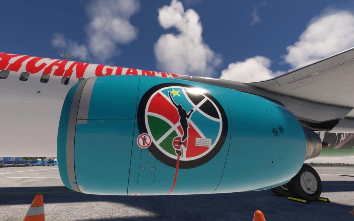 gudelebwoy's tweet photo. An Artist has passed a message to South Sudan leaders that our country needs an Aeroplane ✈️ Airline South Sudan 🇸🇸 with images portraying Basketball team/players. This is so beautiful 😍 

📸 Art by Kakako https://t.co/w3K1dtxx9q