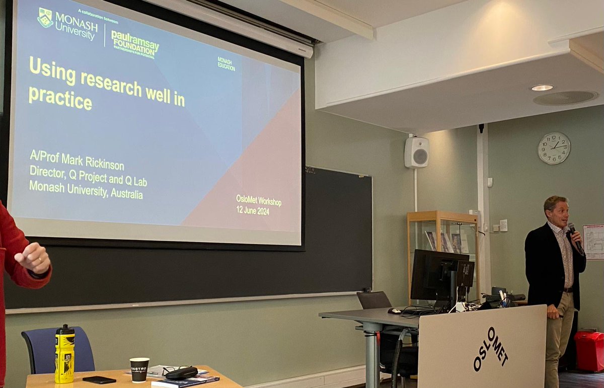 MonashQLab's tweet image. Recently @mark_rickinson delivered an interactive workshop @OsloMet on 'Using research well in practice' to 50 school leaders/teachers, system leaders from municipalities and university researchers. #UsingResearch #ResearchUseInAction #QURE