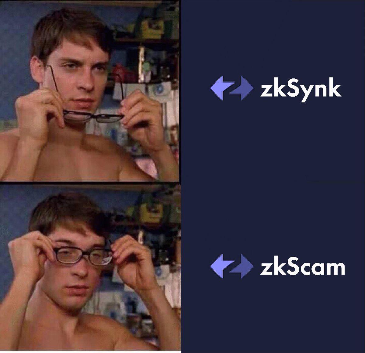 0xhossyn's tweet photo. Lets see what happening in future days

1-#zkscam token will be lunch and dump 30-40% at the begaining 

2-100k allo. Makes user greedy to sell and withdraw fund and use in real life.

3-some of dapp on @zksync may rugg users after 4 years waiting

4- $zk dump to below 0.1 $ https://t.co/0itQJtUkK0