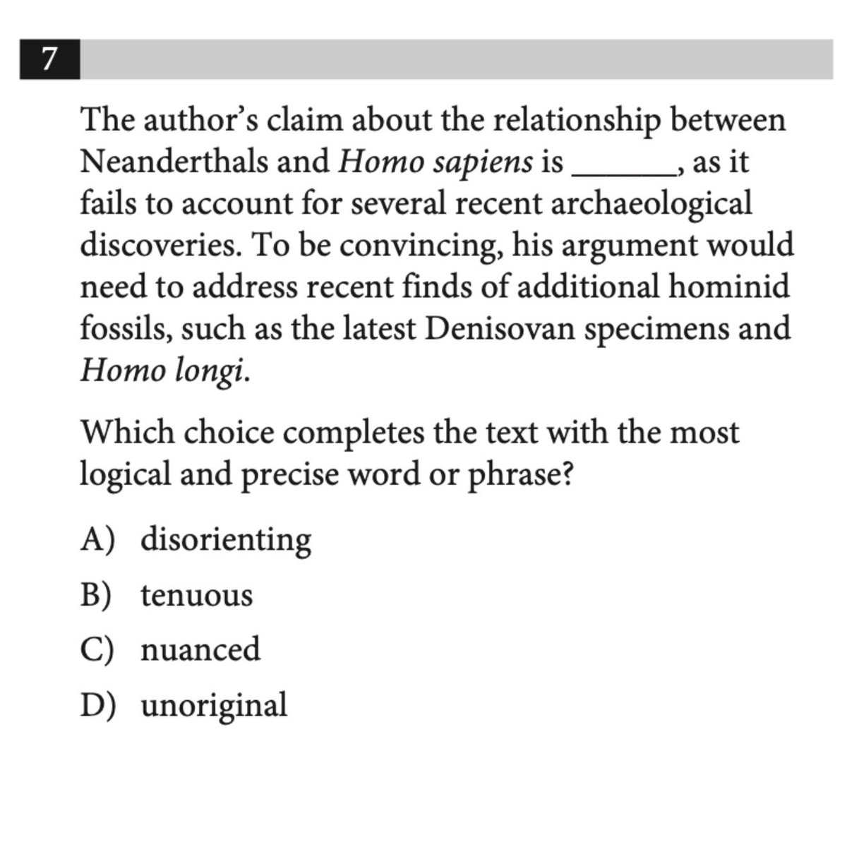 satactnaples's tweet photo. This next question tests you on your ability to navigate some higher-level vocab words! The best advice is to always work with words you do know.

#sat #satprep #satpreparation #satreading #satreadingandwriting #sattutor #sattutoring #sattest #sattestprep #testprep https://t.co/onGH6ubXCF