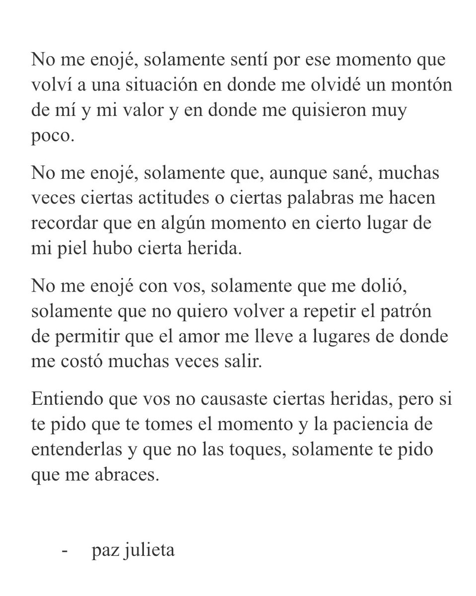 “No me enojé con vos”