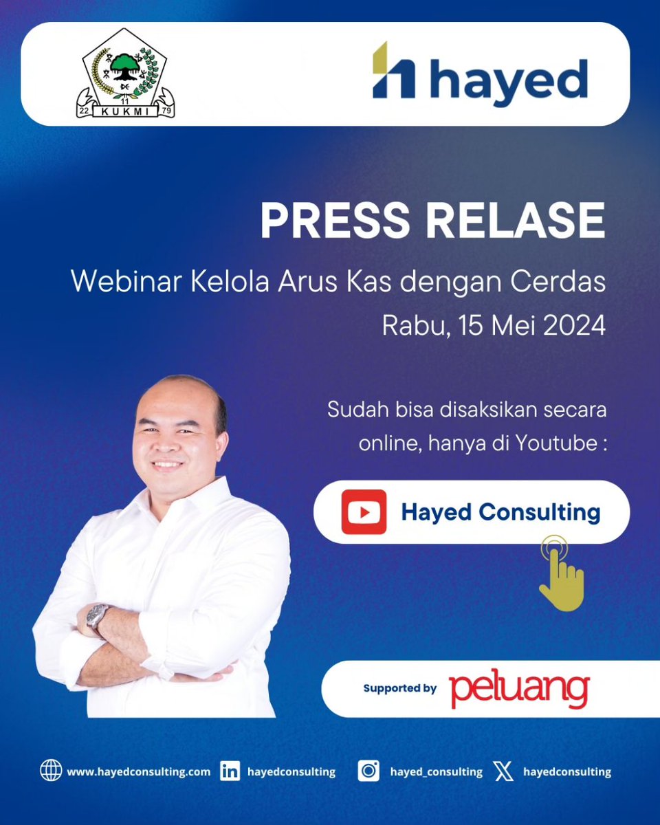 hayedconsulting's tweet photo. Yuk, saksikan secara online, Webinar "Kelola Arus Kas dengan Cerdas", hanya di official youtube Hayed Consulting!
https://t.co/SnQlXkMaEs https://t.co/3aFvHTfKvb