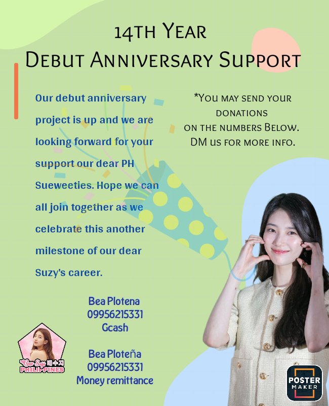 Baesujiph2018's tweet photo. Calling all our dear PH Sueweeties, hope we can all join together as we celebrate this another milestone of our very own Bae Suzy.

Pls refer to the photo below for details or DM us. Donation is until June 28 only. Thank you for the never ending support. 🫶🩷

#BaeSuzy https://t.co/bqNMAyQr1O