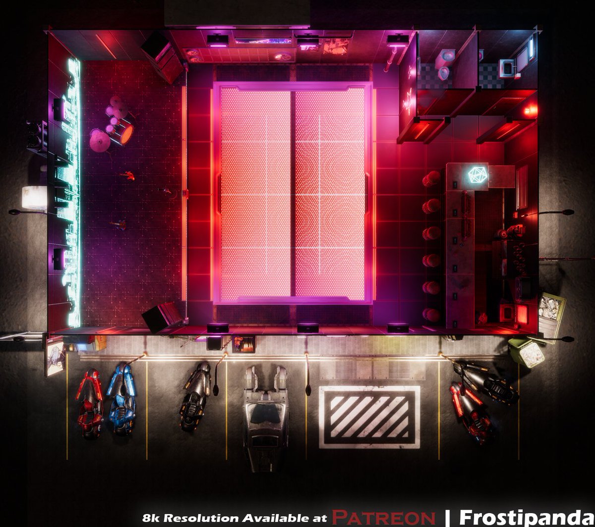 Need an encounter in a punk metal bar? Or maybe your crew in #cyberpunk or #shadowrun are looking for a night to relax? 8k resolutions available here! patreon.com/Frostipanda #tabletopgames #roleplaying #Cyberpunkred #shadowrun #TTRPGs #ttrpgcommunity