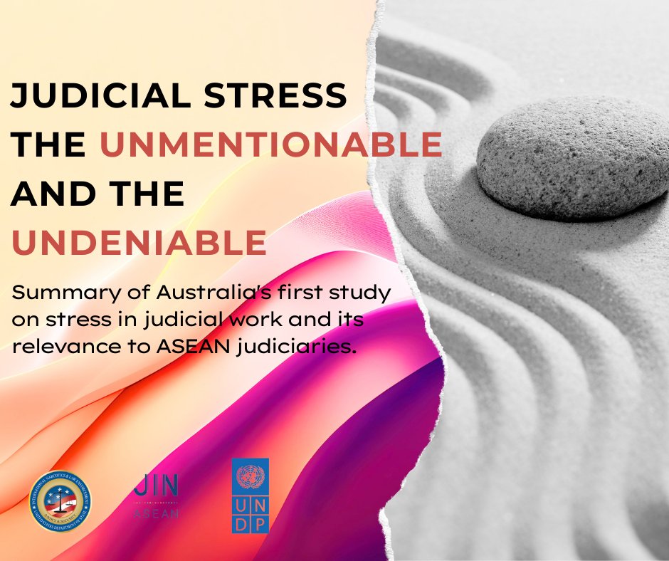 UNDPJINASEAN's tweet photo. Judicial work is complex &amp; rewarding but also emotionally draining ⚖️

Dr Carly Schrever's article highlights the need for research on #JudicialStress, especially in #ASEAN🌏 Crucial insights for the well-being of judges📖

Read here https://t.co/7HMZEKjrLT

#WellBeing #JINASEAN https://t.co/YVlADOyTIh