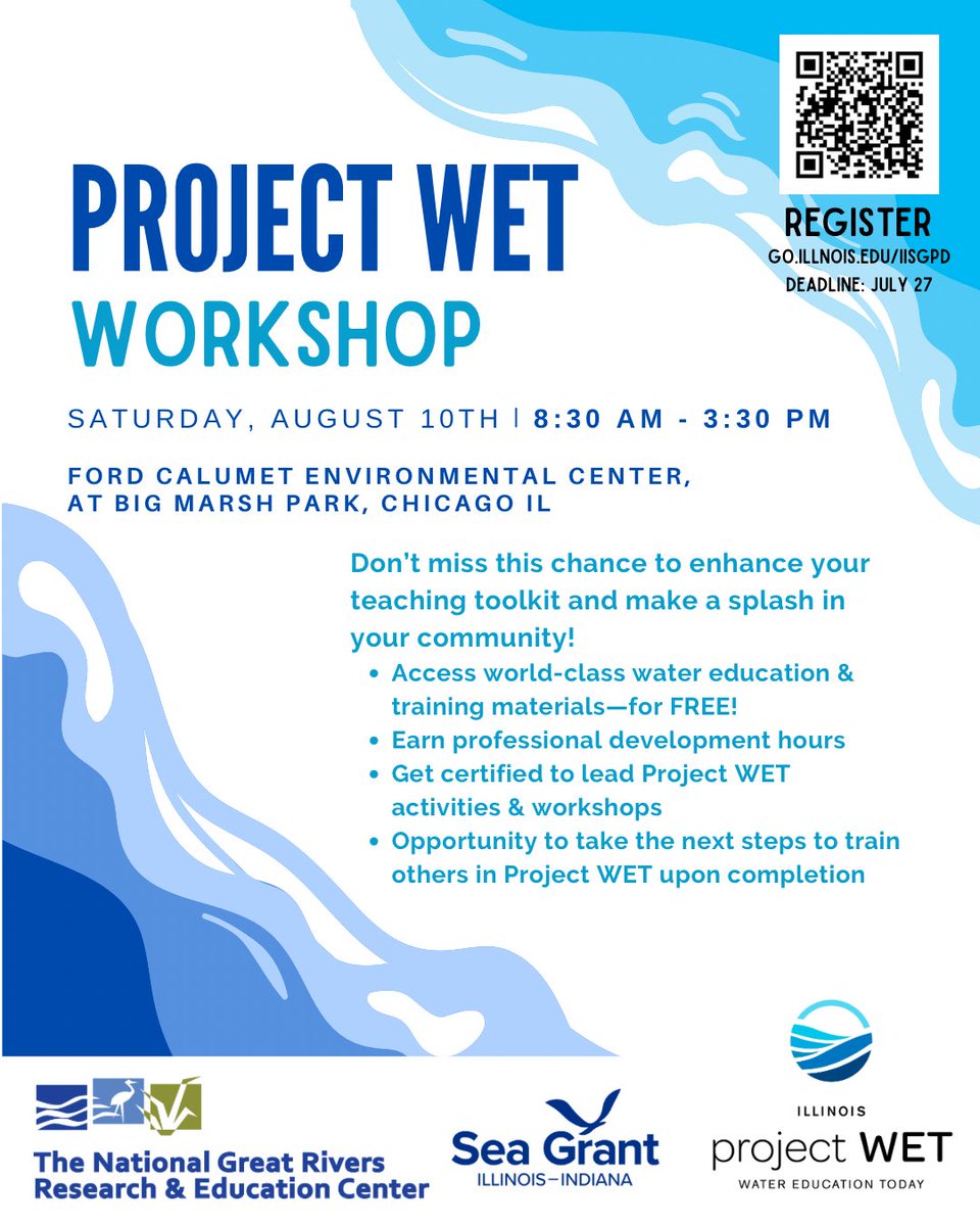 Illinois-Indiana Sea Grant (@ilinseagrant) on Twitter photo Educators—join us this summer to learn more about the earth’s most precious resource... water! Together with @NGRREC, we are planning to host a FREE @ <a href="/projectwet/">Project WET: Water Education Today</a> workshop on August 10. Register by July 27th. @
Learn more at the #linkinbio. Educators—join us this summer to learn more about the earth’s most precious resource... water! Together with @NGRREC, we are planning to host a FREE @ <a href="/projectwet/">Project WET: Water Education Today</a> workshop on August 10. Register by July 27th. @
Learn more at the #linkinbio.