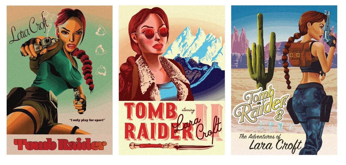 DesignPica's tweet image. Tomb Raider Remastered Lara Croft retro poster / ad design. #tombraider #laracroft #tombraiderremastered #illustration