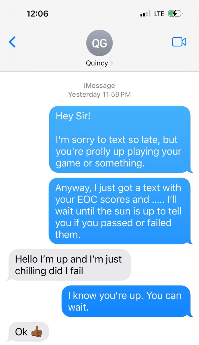 evo_newso's tweet photo. When my clients become family, I sure can text around midnight to share the great news☀️ Hot off the press! My young man worked his butt off and did what needed to be done on the Algebra EOC 👏🏾 #iTutor #MathMatters https://t.co/9b1Y1zTiWN