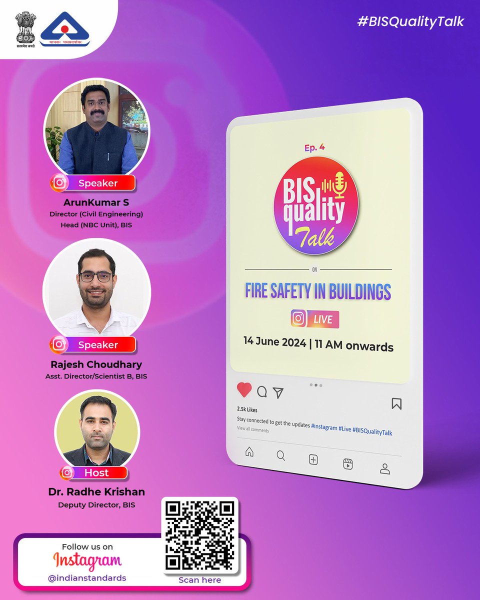 IndianStandards's tweet photo. With mercury touching new highs, fire incidents are common, therefore, it’s more important than ever to be fire-safe!

Join our #BISQualityTalk in Instagram on 14th June, 11 am to discuss about Fire Safety in Buildings. 

Link: https://t.co/Fg29mDj80w

#FireAccidents #FireSafety https://t.co/sBexsCt56L