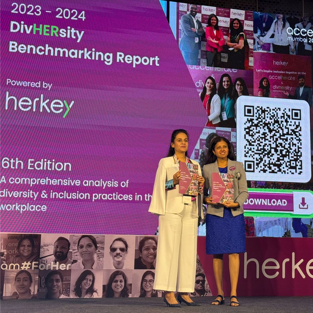 herkeyofficial_'s tweet photo. HerKey unveils the 6th DivHERsity Benchmarking Report 2023-2024, highlighting corporate India's D&amp;I trends! Key insights from 300+ companies were revealed at AccelHERate Mumbai 2024 by Aditi Mittal, Director at A.K. Group. Download the report https://t.co/F9LpuuayJM https://t.co/4ddFlYeXN0