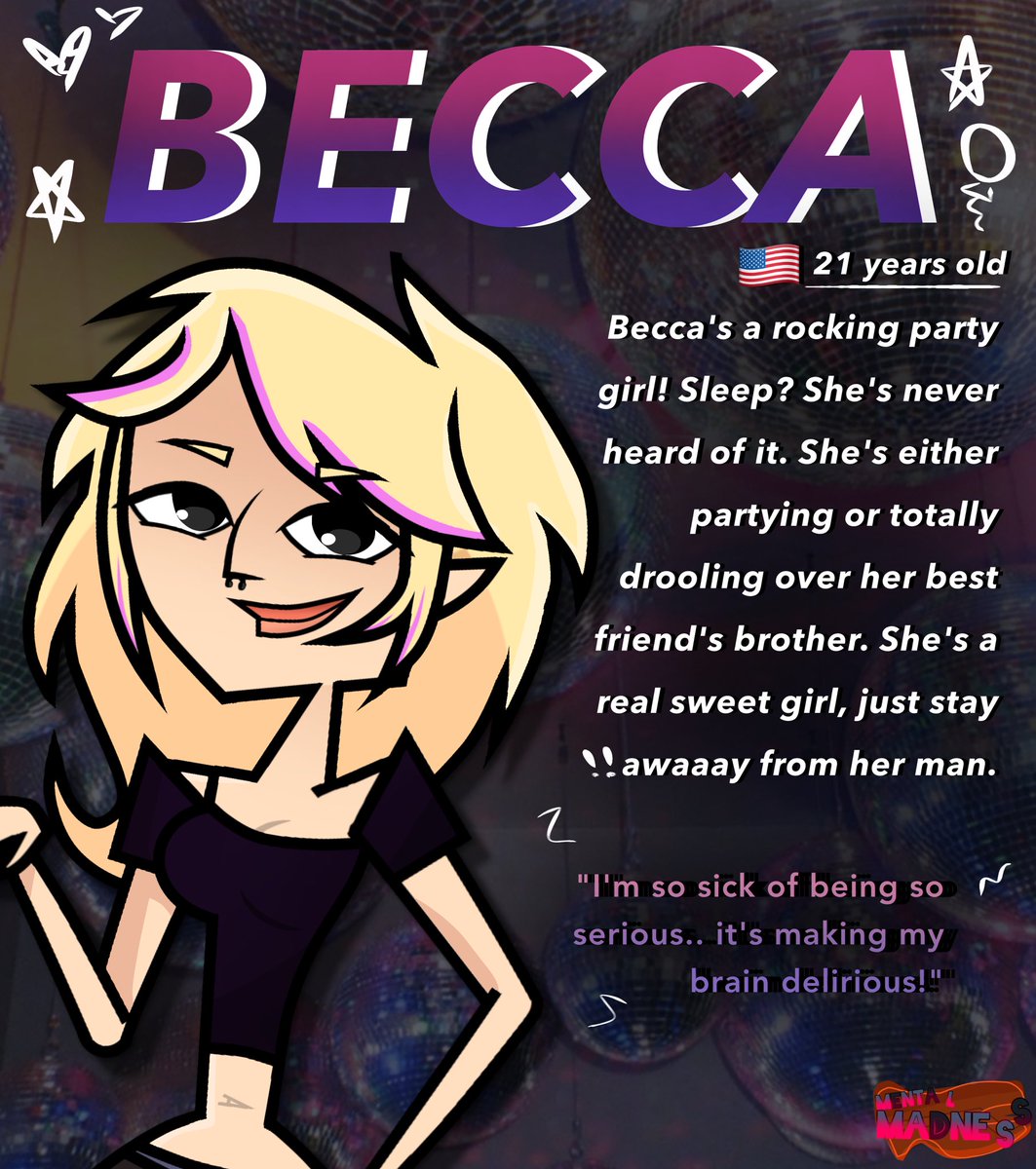 MentaIMadness's tweet image. “ GOT THAT GLITTER ON MY EYES! ”

Meet Becca, the literal life of the party! 🎉

Will Becca be taking the million..? Find out on #MentalMadness ! 😜