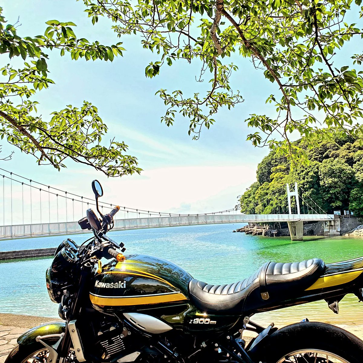 NaoTheMods's tweet photo. お疲れさまです！

あち～💦

夏ですか？🌊

#Z900RS
#御立岬公園 
#しらす丼
#湯の児
#海
#バイク気持ちいい https://t.co/gZJXViLNEe