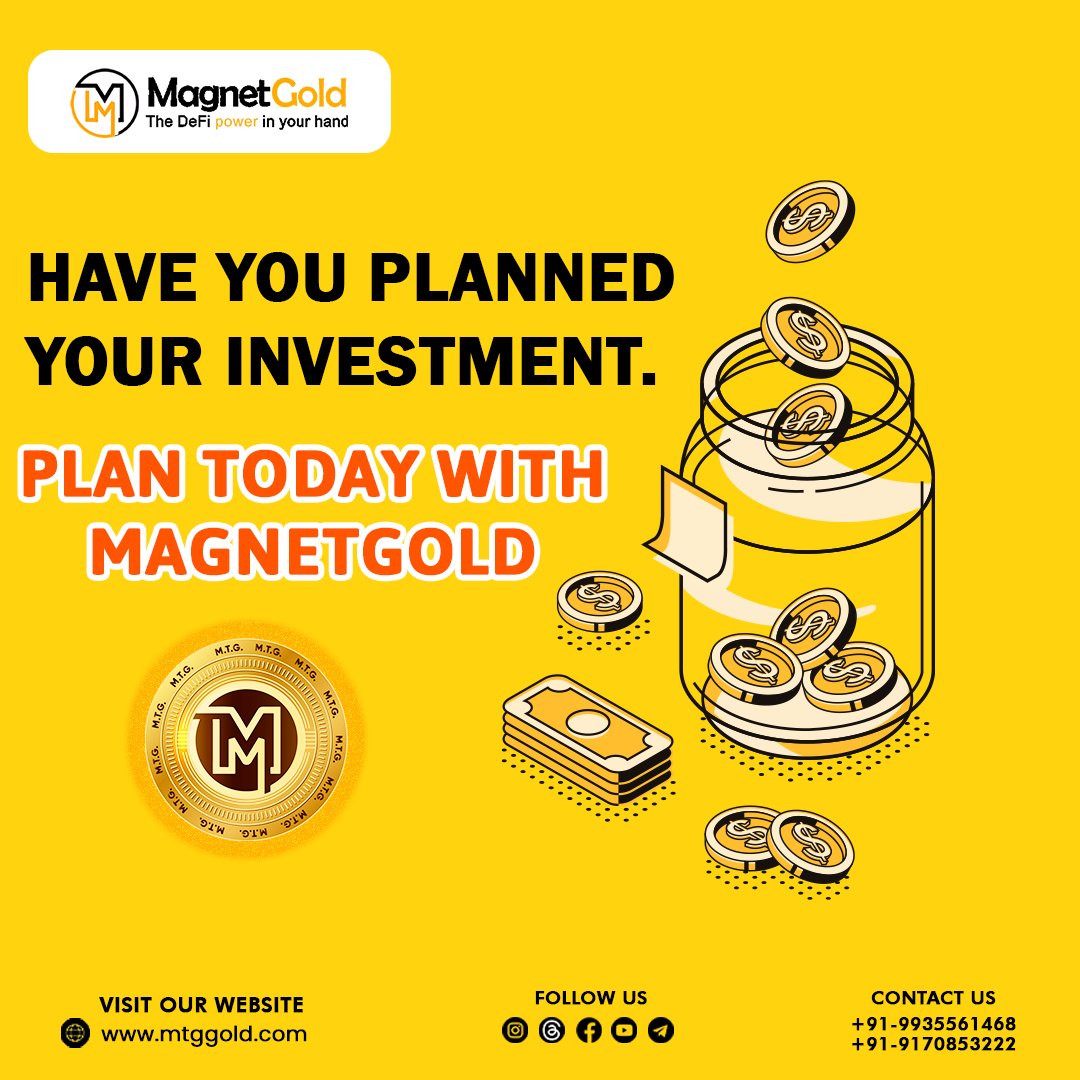 YMagnetgold's tweet photo. Have you Planned your Investment, Plan Today with MagnetGold✨💯📈🪙
.
#mtggoldinvestment #mtggoldstaking #bestcryptoinvestment #holdcryptocurrencies #magnetgoldcrypto #topcryptocoin 
.
This page doesn't give financial advice. Always do your own research before investing. https://t.co/uAqKqyi7xs