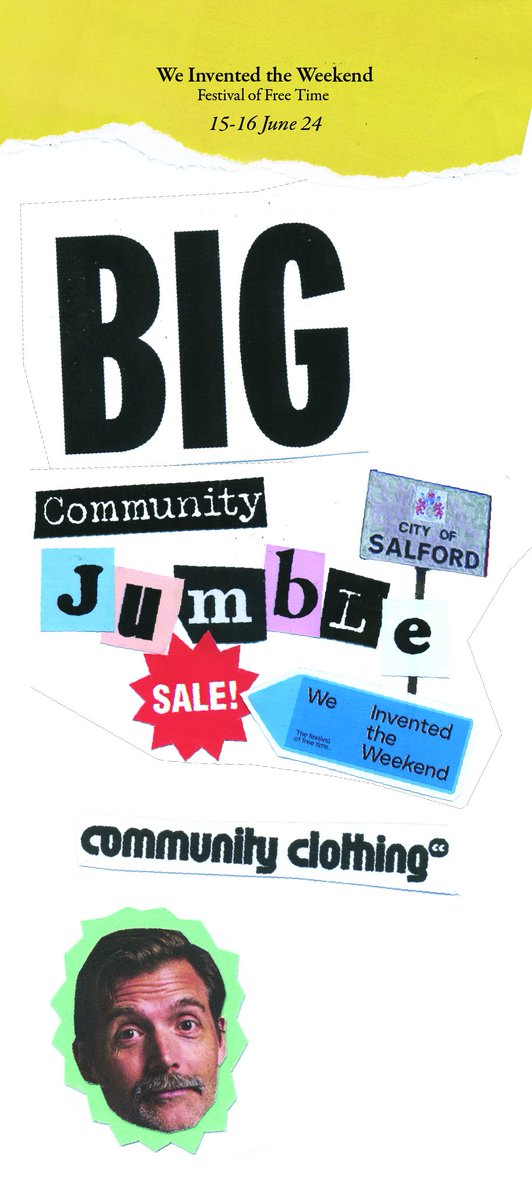 paddygrant's tweet image. We're in Salford this Saturday/ Sunday at the brill We Invented The Weekend Festival. Ill be doing a talk Sat 1pm - its free, first come first served & small capacity so be there early to secure a seat! @CommClothing is doing a great big JUMBLE SALE with loads of smashin bargains