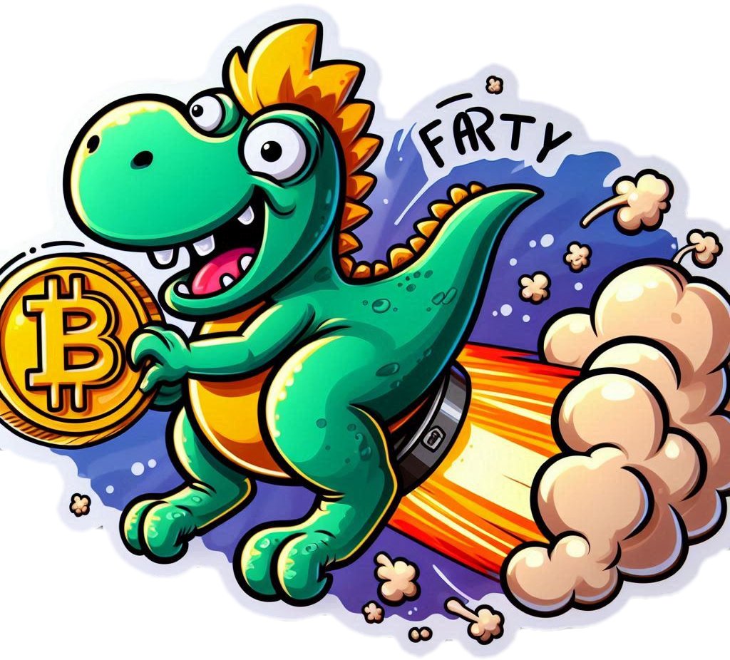 Farty1900's tweet photo. 🚀💨 Meet Farty, the T-rex powered by its own farts! Ready to blast off to the moon with some explosive humor and a shiny Bitcoin in hand. Hold on tight and join the fun ride! 💩🦖🚀 #FartyCoin #CryptoComedy #TootToTheMoon https://t.co/dXZxIn6t5u