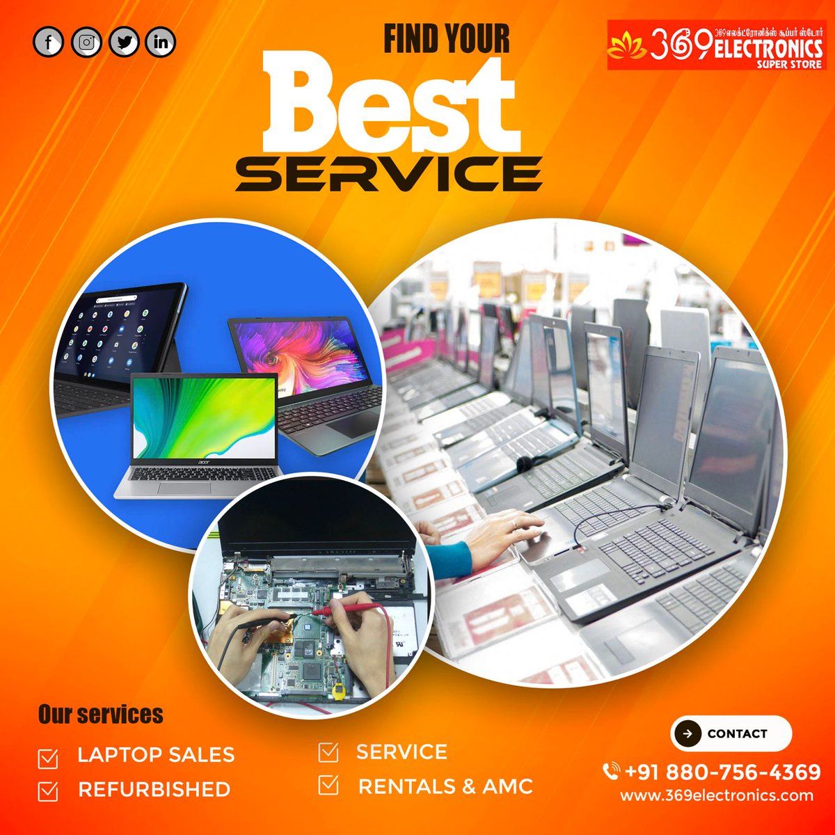 369Electronics's tweet image. 369 Electronics
*
*
📷 Find Your Best Service
*
*
Our Services :
📷 Laptop Sales
📷 Refurbished
📷 Service
📷 Rentals &amp;amp; AMC
*
*
📷For More Details Call us : +91 88075 64369
*
*
#computersales #TechDeals #pcsales #laptopdeals #gamingpc #workstation #desktopdeals #TechSales