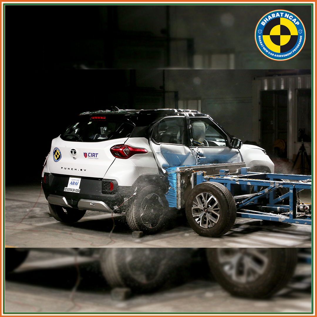 bncapofficial's tweet image. “Excited to share the safety rating of the first electric vehicle assessed under Bharat NCAP! 🚗⚡️ 
TATA – PUNCH.EV has achieved Five Stars in both Adult as well as Child occupant protection.

For more details visit bncap.in
