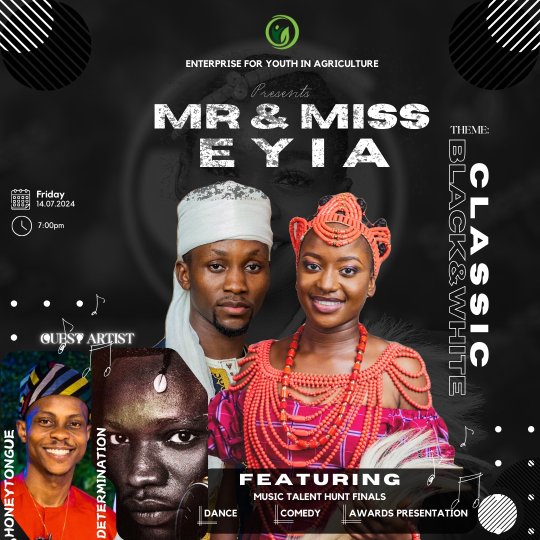 Samsonprolific's tweet image. This Friday
7pm till dawn

Cohort 6 (#EYiAElite) of Enterprise for Youths in Agriculture (#EYiA) Mr &amp;amp; Miss EYiA

Music | Comedy | Fashion show | Quiz | Pitch | Dance

Asun | Suya | Barbecue | Drinks

Agriculture is the foundation for life
The farmer should not be one without life